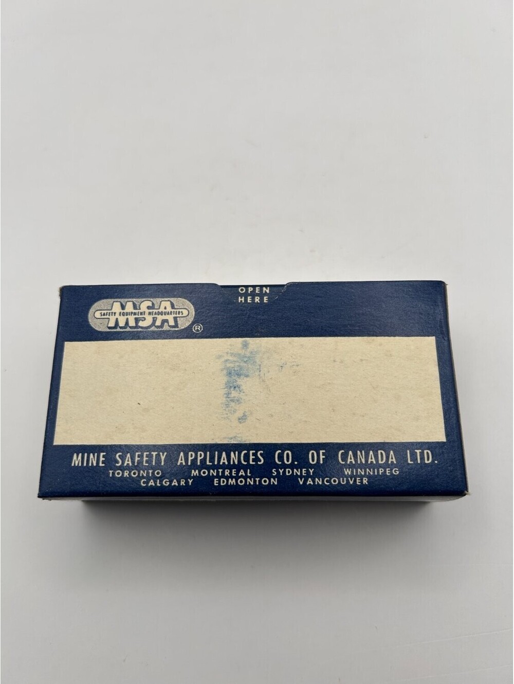 Msa Sterile Gauze Pads Box First Aid Kit mid-20th Century Blue Canadian branch